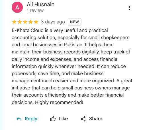 Google review by Ali Husnain