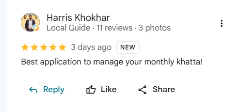 Google review by Harris Khokhar