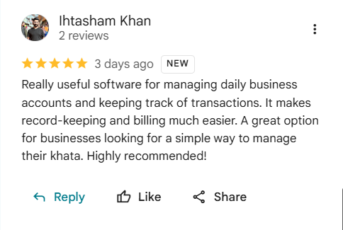 Google review by Ihtasham Khan