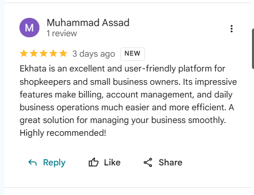 Google review by Muhammad Assad